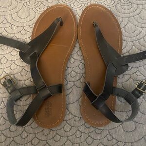 Black Sandals with Buckle Detail